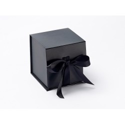 Black Small Cube Magnetic Seal Gift Boxes With Ribbon (86mm x 86mm x 95mm)