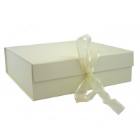 Keepsake Size Ivory Magnetic Seal Gift Boxes - (300mm x 300mm x 90mm)
