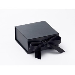Small Black Magnetic Seal Gift Boxes With Ribbon (100mm x 110mm x 45mm)