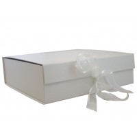 Keepsake Size White Magnetic Seal Gift Boxes - (300mm x 300mm x 90mm)